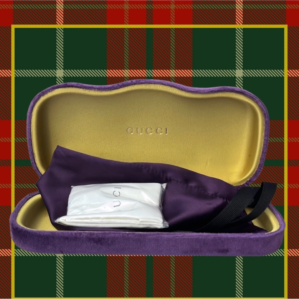 Genuine Gucci Velvet Sunglasses Case With Silk Dust Cover & Lens Cleaning Cloth